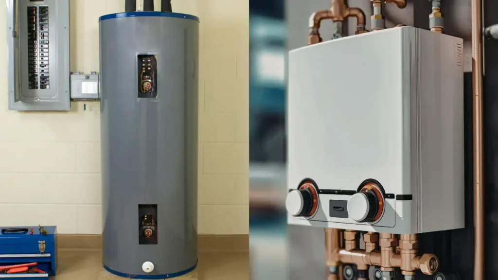 Comparison of a tankless water heater and a traditional tank water heater