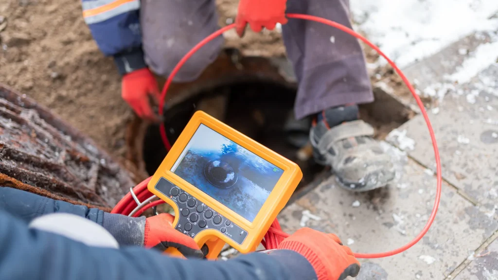 Sewer camera inspection before trenchless pipe repair